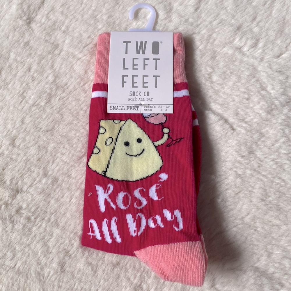 NWT. Two Left Feet Sock Co Socks “Rose All Day” Size Small.